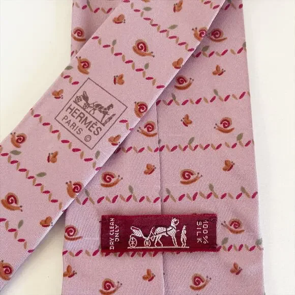 HERMES Vintagr Silk Pattern Snail and Butterfly Tie Mens Gift - Picture 3 of 8